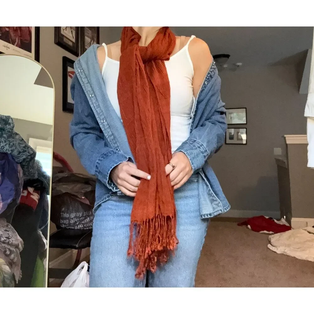 Burnt Orange Pashmina & Silk Scarf